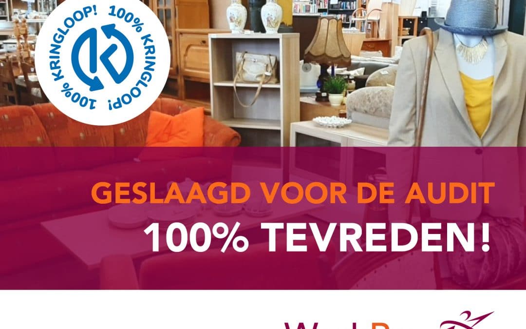 100% kringloop keurmerk is verlengd voor onze kringloopwinkels